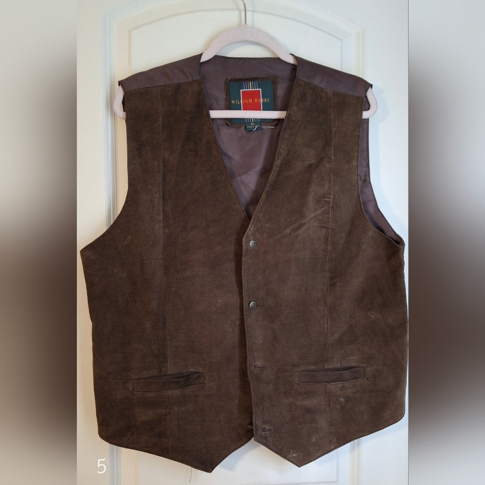 William barry charcoal autentic leather suede vest size XL western retro formal